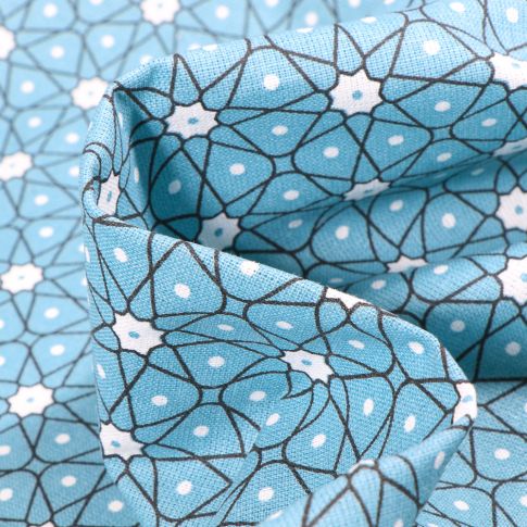 Tissu Coton imprimé Arty Etoiles et pois sur fond Bleu layette