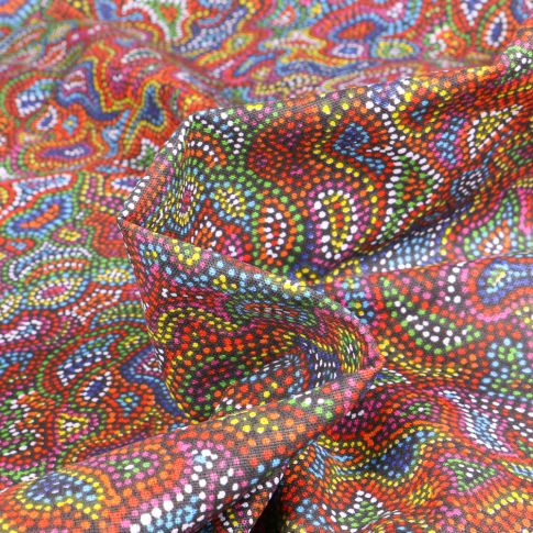 Tissu Coton imprimé Arty Pointillés colorés sur fond Multicolore