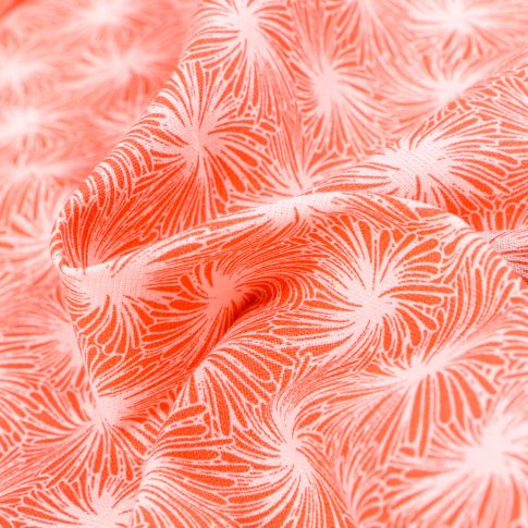 Tissu Coton imprimé Arty Futon sur fond Corail