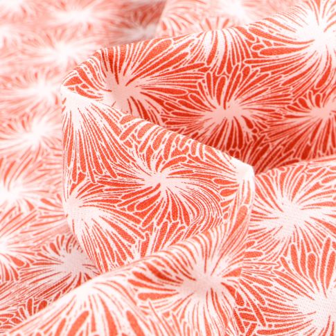 Tissu Coton imprimé Arty Futon sur fond Terre de Sienne