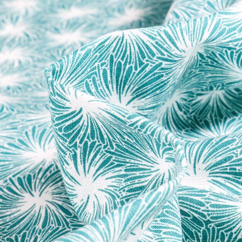 Tissu Coton imprimé Arty Futon sur fond Vert émeraude