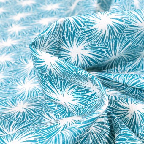 Tissu Coton enduit Futon sur fond Bleu pétrole