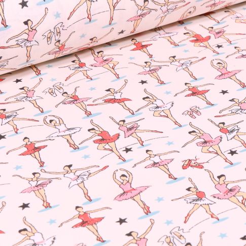 Tissu Coton enduit Danse classique sur fond Blanc
