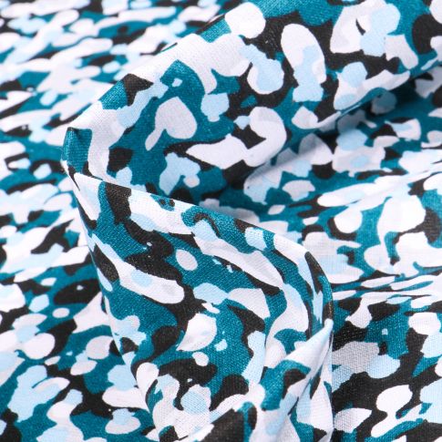 Tissu Coton imprimé Arty Taches colorées sur fond Noir