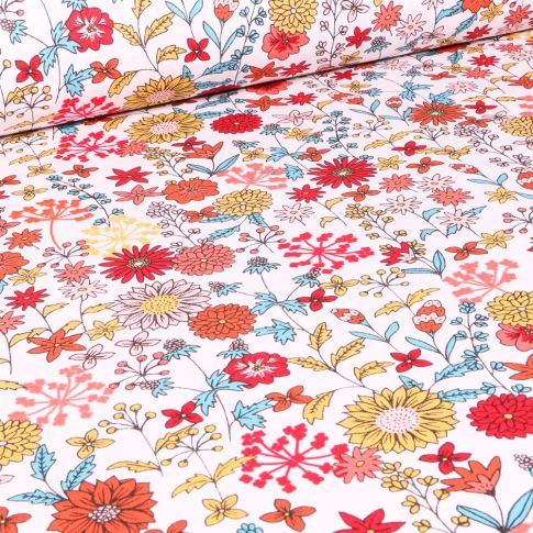 Tissu Coton imprimé Arty Valentine sur fond Blanc