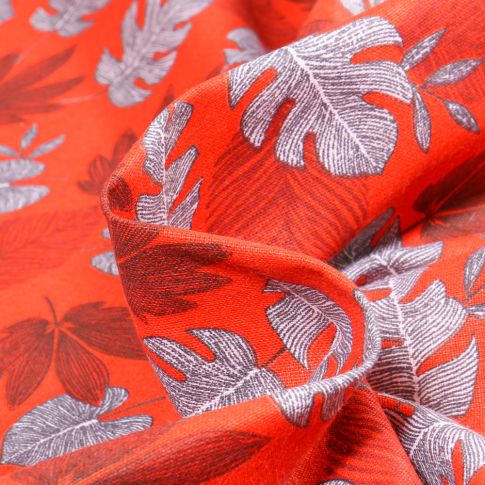 Tissu Coton imprimé Kanna sur fond Rouge