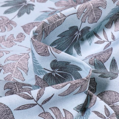 Tissu Coton imprimé Kanna sur fond Bleu ciel