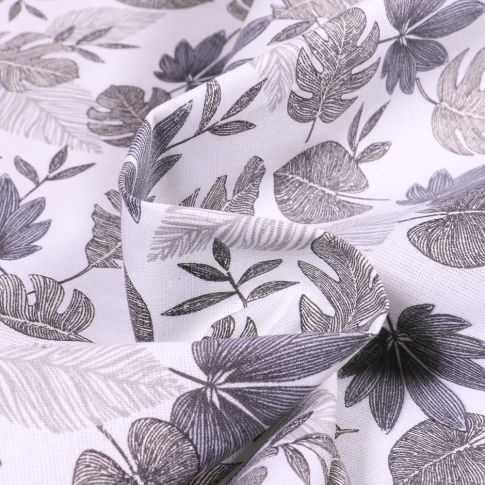 Tissu Coton imprimé Kanna sur fond Gris clair