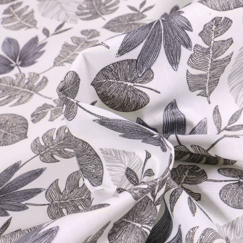 Tissu Coton enduit Sun leaves sur fond Gris