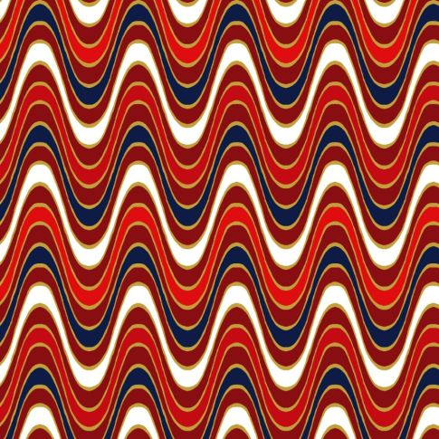 Tissu Coton imprimé Groovy sur fond Rouge