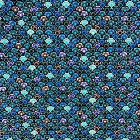 Tissu Coton enduit Suri sur fond Bleu