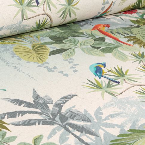 Tissu Toile Coton Lin Brésilia sur fond Naturel