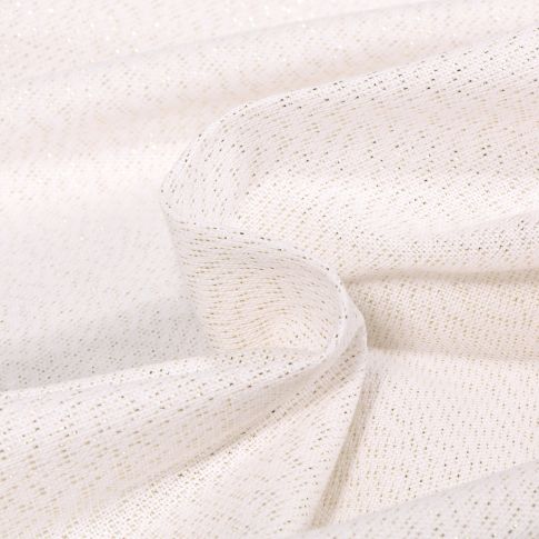 Tissu Toile Polycoton Lurex Or Blanc