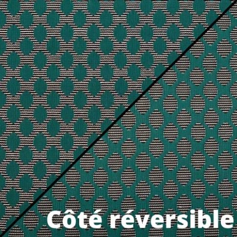 Tissu Jacquard Pois verts sur fond Blanc