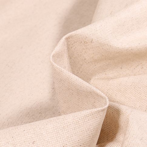 Tissu Toile Coton Lin enduit uni Beige chiné