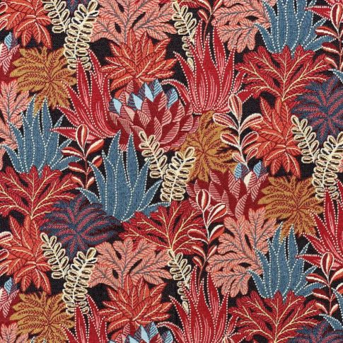 Tissu Jacquard Issambres sur fond Rouge