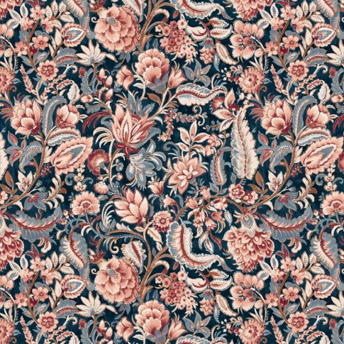 Tissu Viscose Flandres sur fond Bleu denim