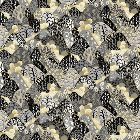 Tissu Viscose Japan patch sur fond Gris