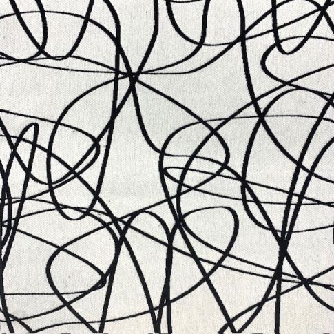Tissu Jacquard Line Art noir sur fond Blanc