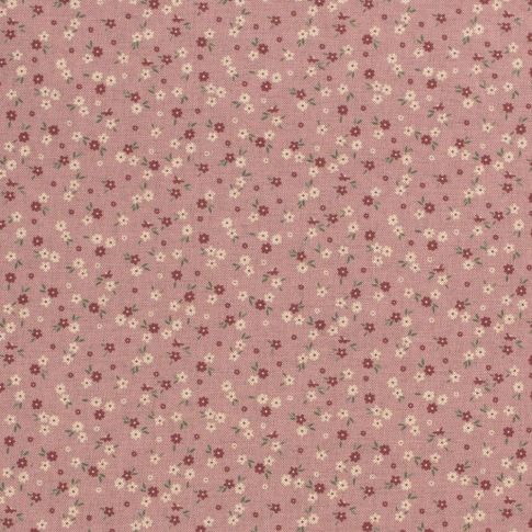 Tissu Coton aspect Lin Fleuris Lia sur fond Mauve
