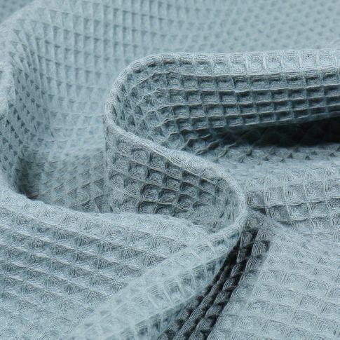 Tissu Nid d'abeille uni Bleu céladon