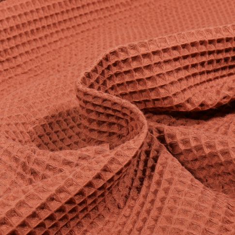 Tissu Nid d'abeille Terracotta