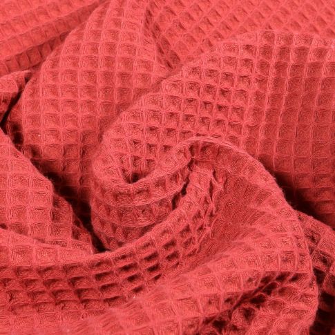 Tissu Nid d'abeille uni Lie de vin