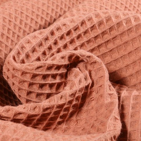 Tissu Nid d'abeille uni Rose nude