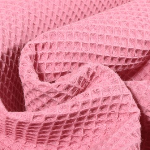 Tissu Nid d'abeille uni Rose bonbon