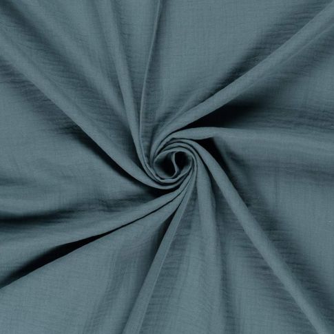 Tissu Double gaze uni Opus sur fond Bleu pétrole