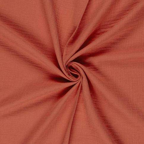 Tissu double gaze uni  Corail