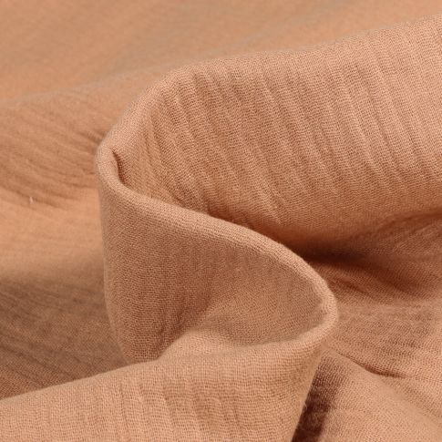 Tissu Double gaze de coton uni Cassonade