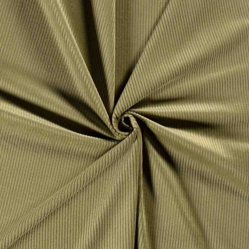 Tissu Velours Côtelé  Ribelle uni Vert kaki