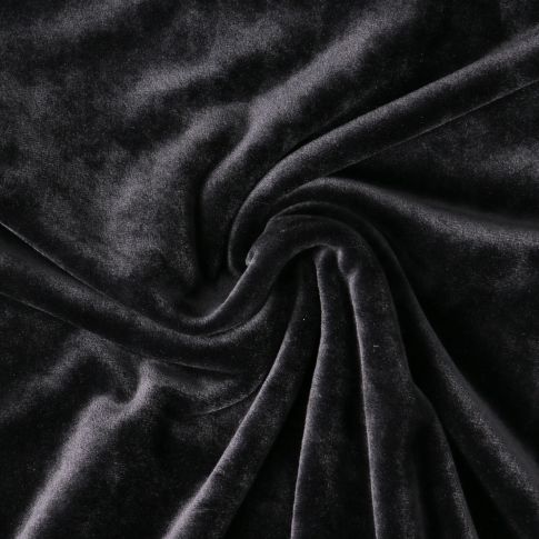 Tissu Velours d'ameublement extensible Alcéa uni Noir