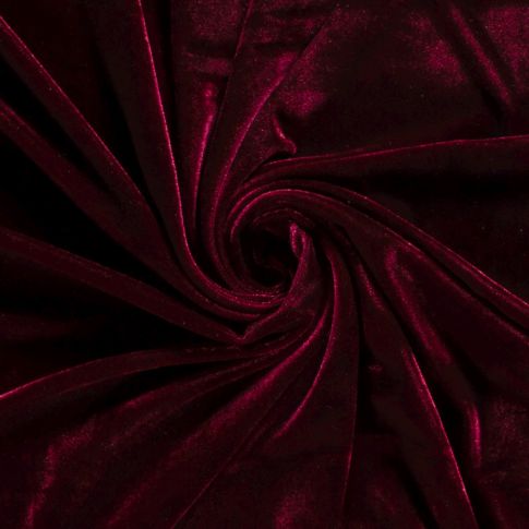Tissu Velours Jersey uni Bordeaux foncé
