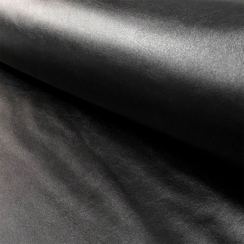 Tissu Simili cuir d'habillement souple uni Noir