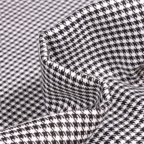 Tissu Tartan écossais Owen Pied de poule noir sur fond Blanc