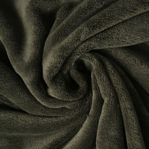 Tissu Doudou Nuvola uni Vert kaki