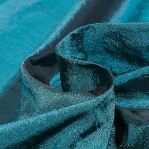 Tissu Taffetas d'habillement Froissé Bleu pétrole