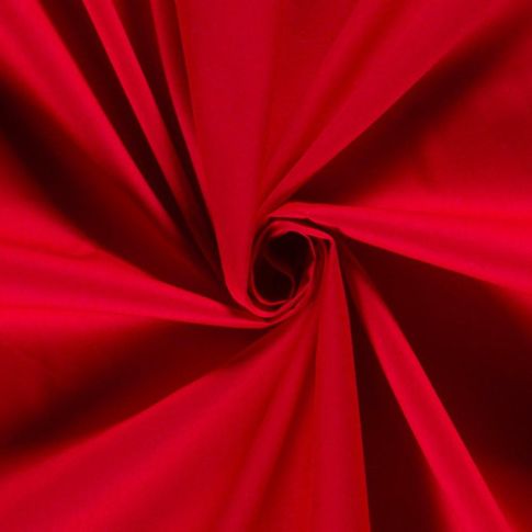 Tissu Popeline de Coton  Rubie uni Rouge carmin