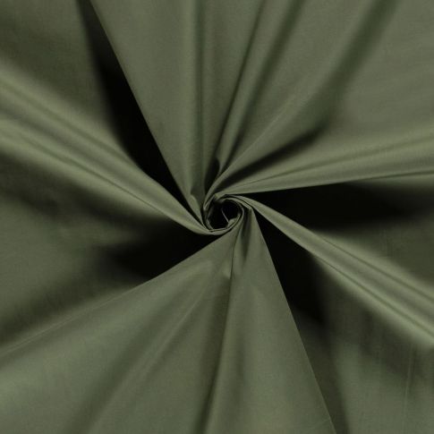 Tissu Popeline de coton unie satinée Allegro sur fond Vert kaki