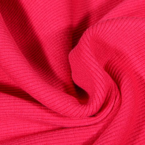 Tissu Bord côte uni Rose bonbon
