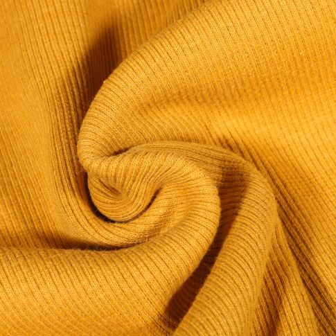 Tissu Bord côte uni Jaune curry