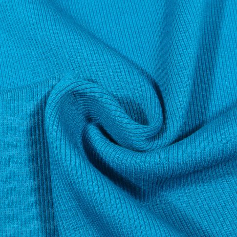 Tissu Bord côte uni Bleu cyan