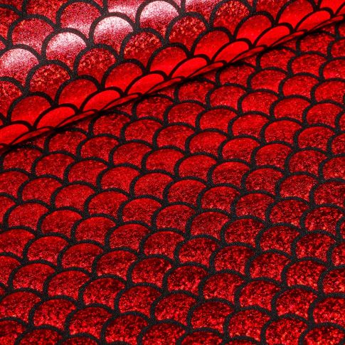 Tissu Lamé écailles Rouge