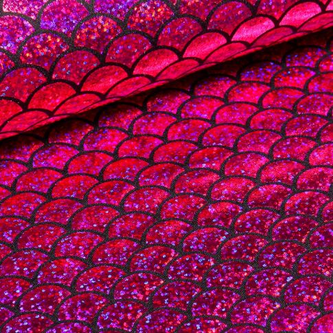 Tissu Lamé écailles Rose fuchsia
