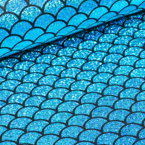Tissu Lamé écailles Bleu turquoise