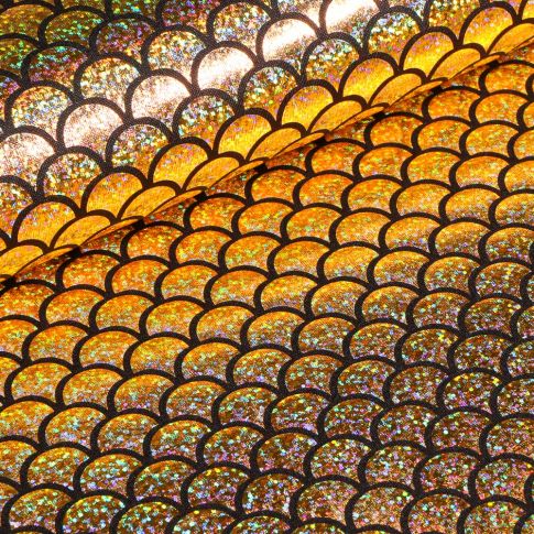 Tissu Lamé écailles Or