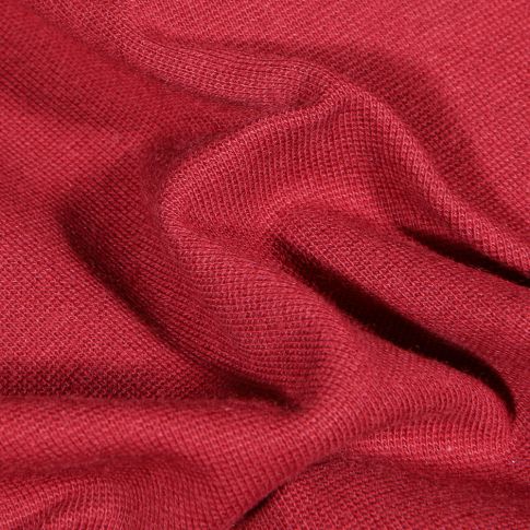 Tissu Bord côte uni Bio Rouge griotte
