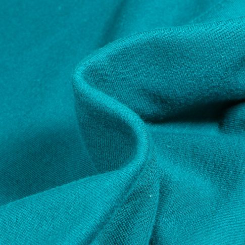 Tissu Jersey coton Bio Uni envers bouclettes Bleu canard